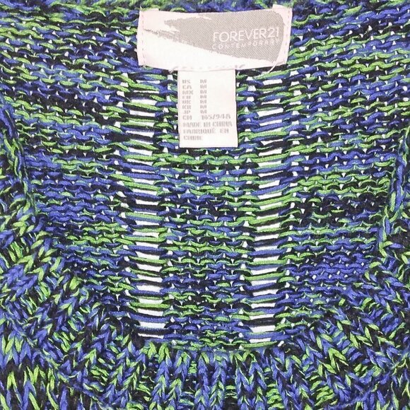 FOREVER 21 BLUE, GREEN & BLACK KNIT SLEEVELESS TANK SWEATER - SIZE M - Picture 3 of 4